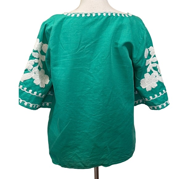 Sezane Antika Green Top Size 42 (US 10), French girl, romantic, embroidered - Picture 3 of 6